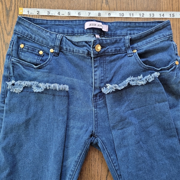 Jesse Jeans Mid-Rise Ankle Skinny Raw Hem Dark Wash Jeans Size Junior's 9 - Picture 6 of 11